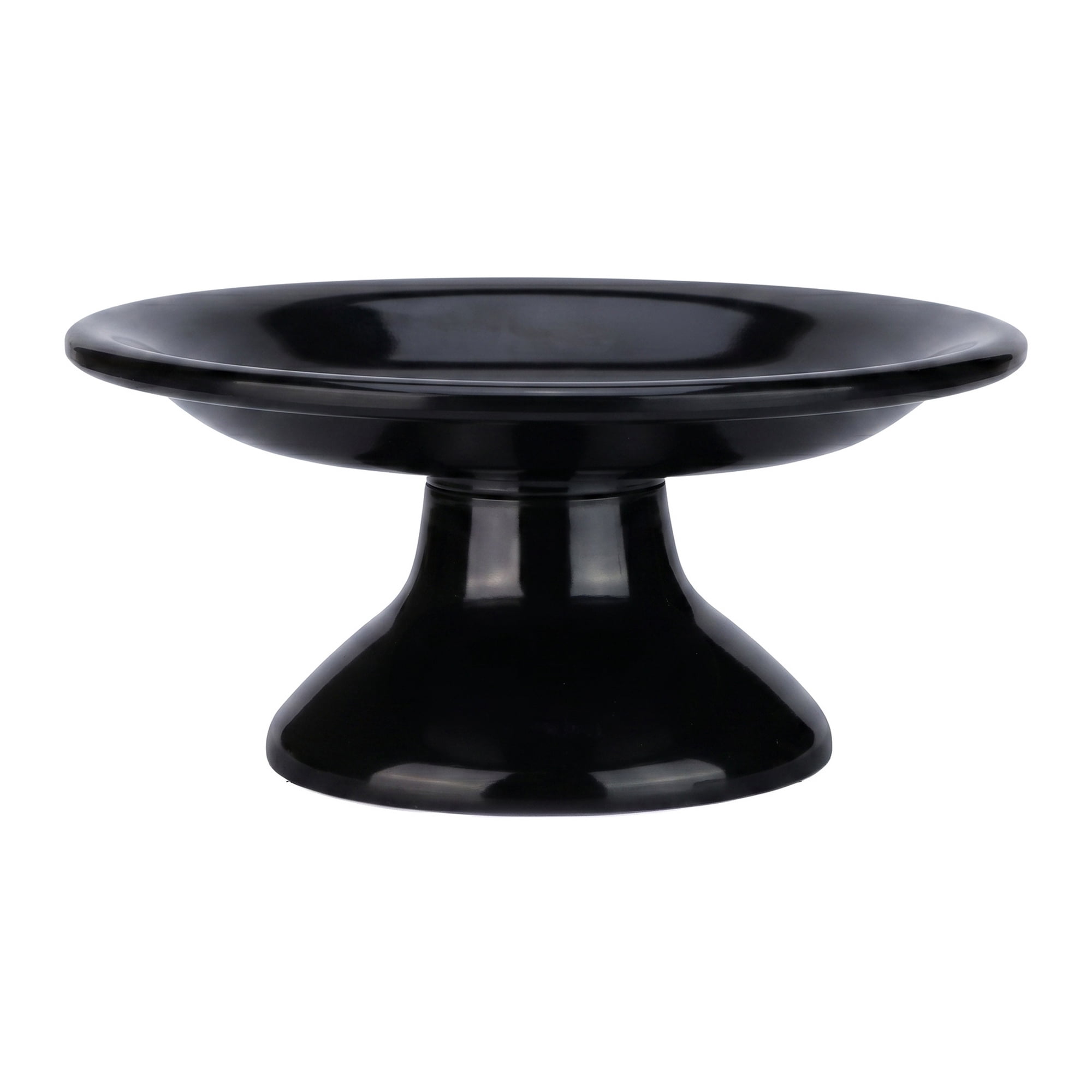 Unique Bargains Modern Fluted Decorative Scalloped Pedestal Bowl Black 6.3" x 6.3" x 2.8"