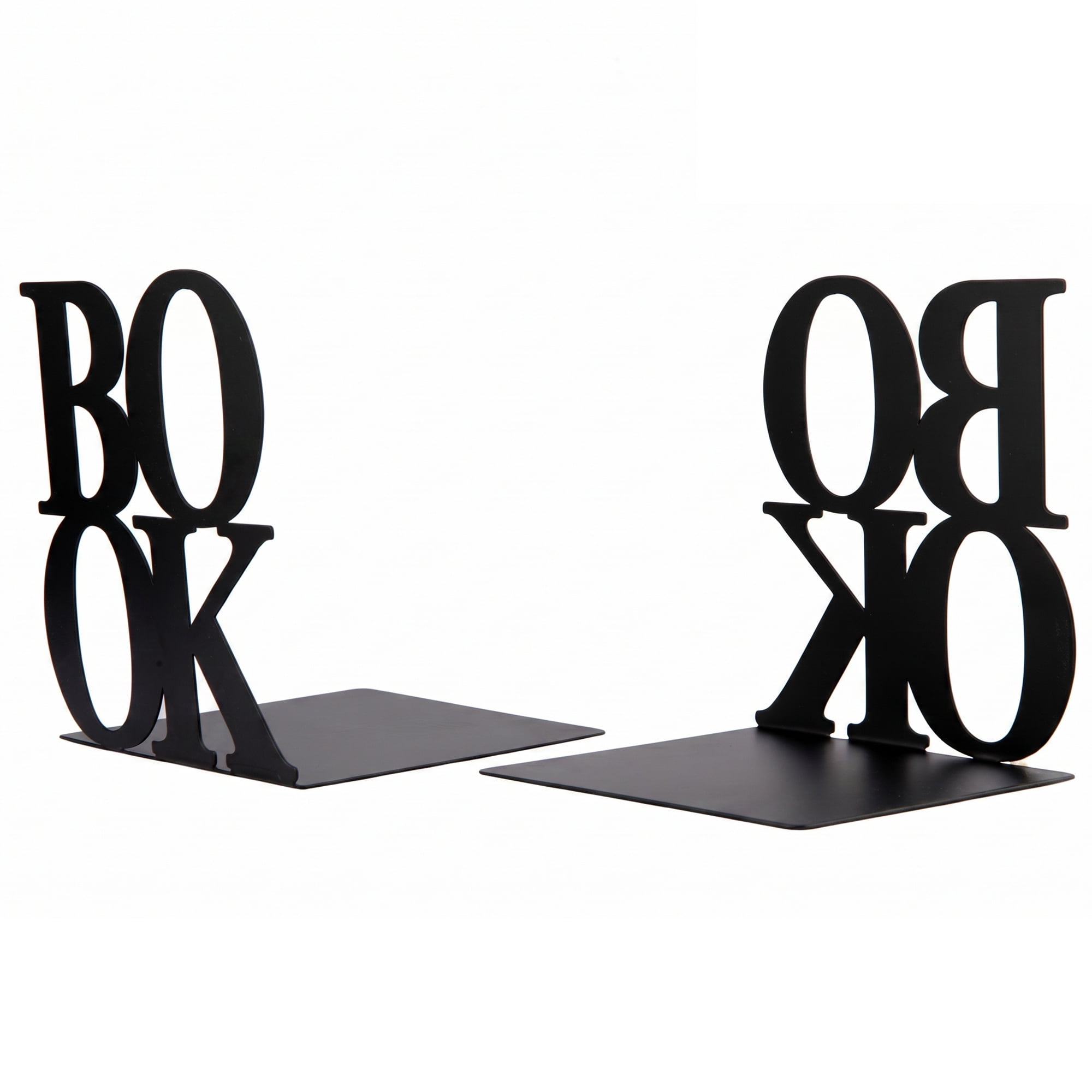 Unique Bargains Modern Geometric Metal Bookends for Office Black Style A 4.7"x4.7"x5.5"