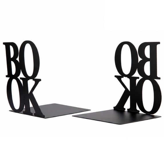 Unique Bargains Modern Geometric Metal Bookends for Office Black Style A 4.7"x4.7"x5.5"