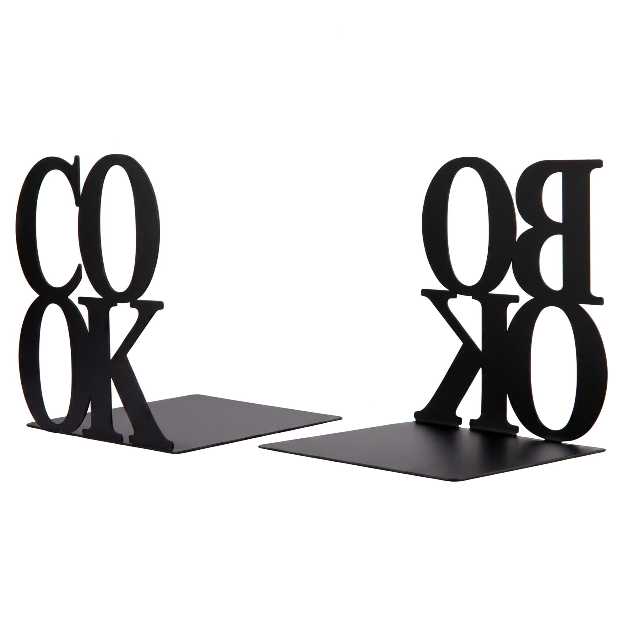 Unique Bargains Modern Geometric Metal Bookends for Office Black Style B 4.7"x4.7"x5.5"