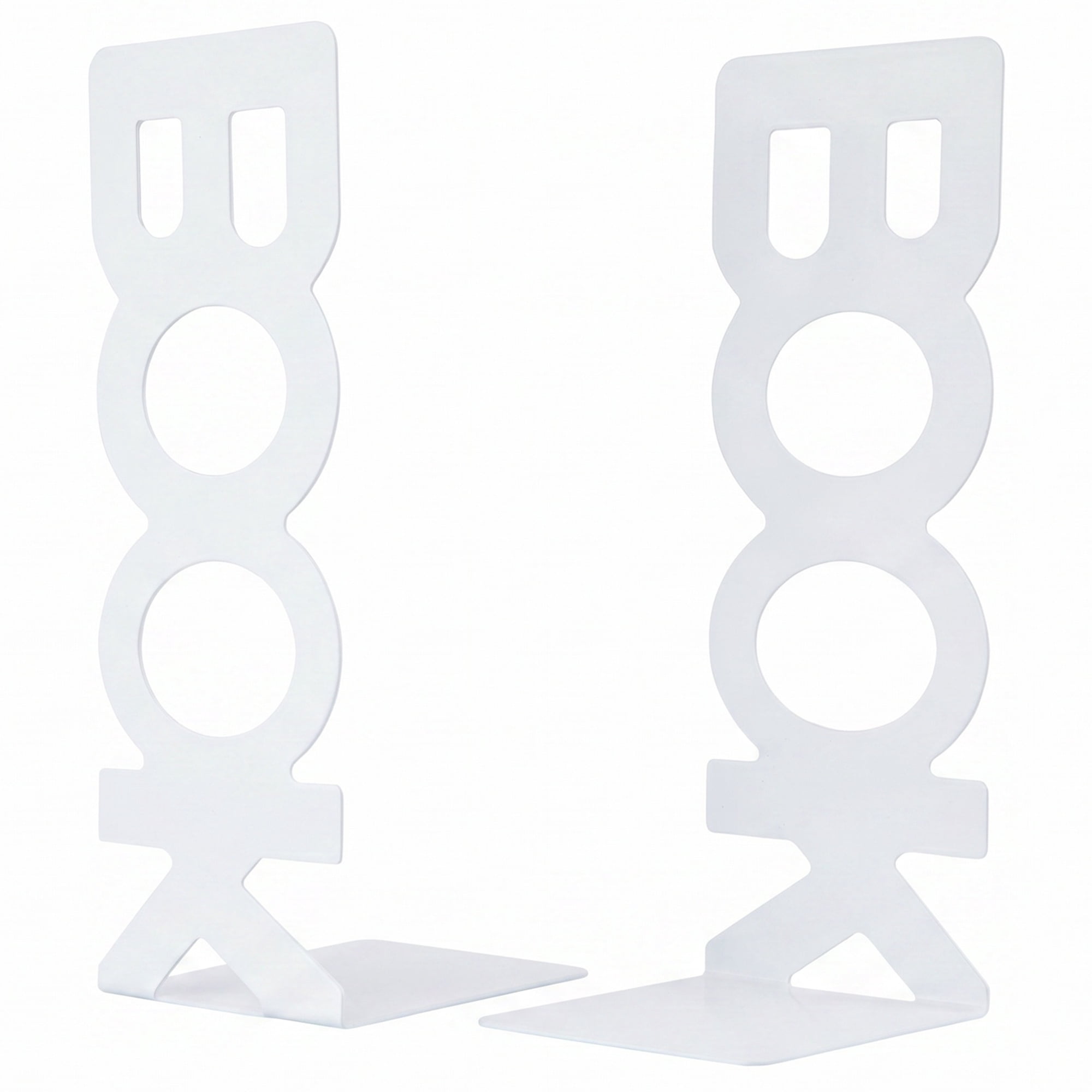 Unique Bargains Modern Geometric Metal Bookends for Office White Style C 3"x3.1"x8.5"