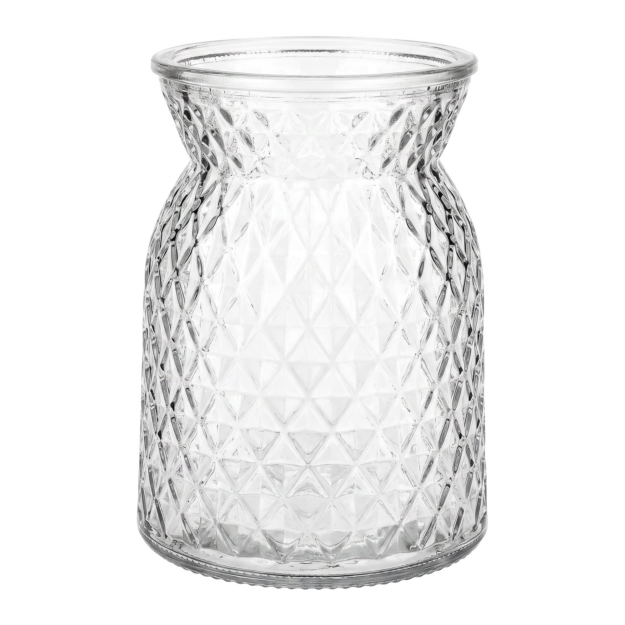 Unique Bargains Modern Geometric Wide Mouth Glass Flower Vase Clear 4.5"x4.5"x6.3"