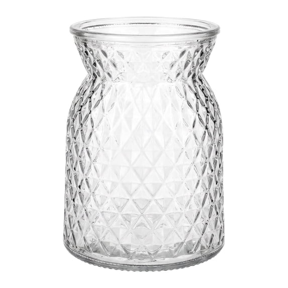 Unique Bargains Modern Geometric Wide Mouth Glass Flower Vase Clear 4.5"x4.5"x6.3"
