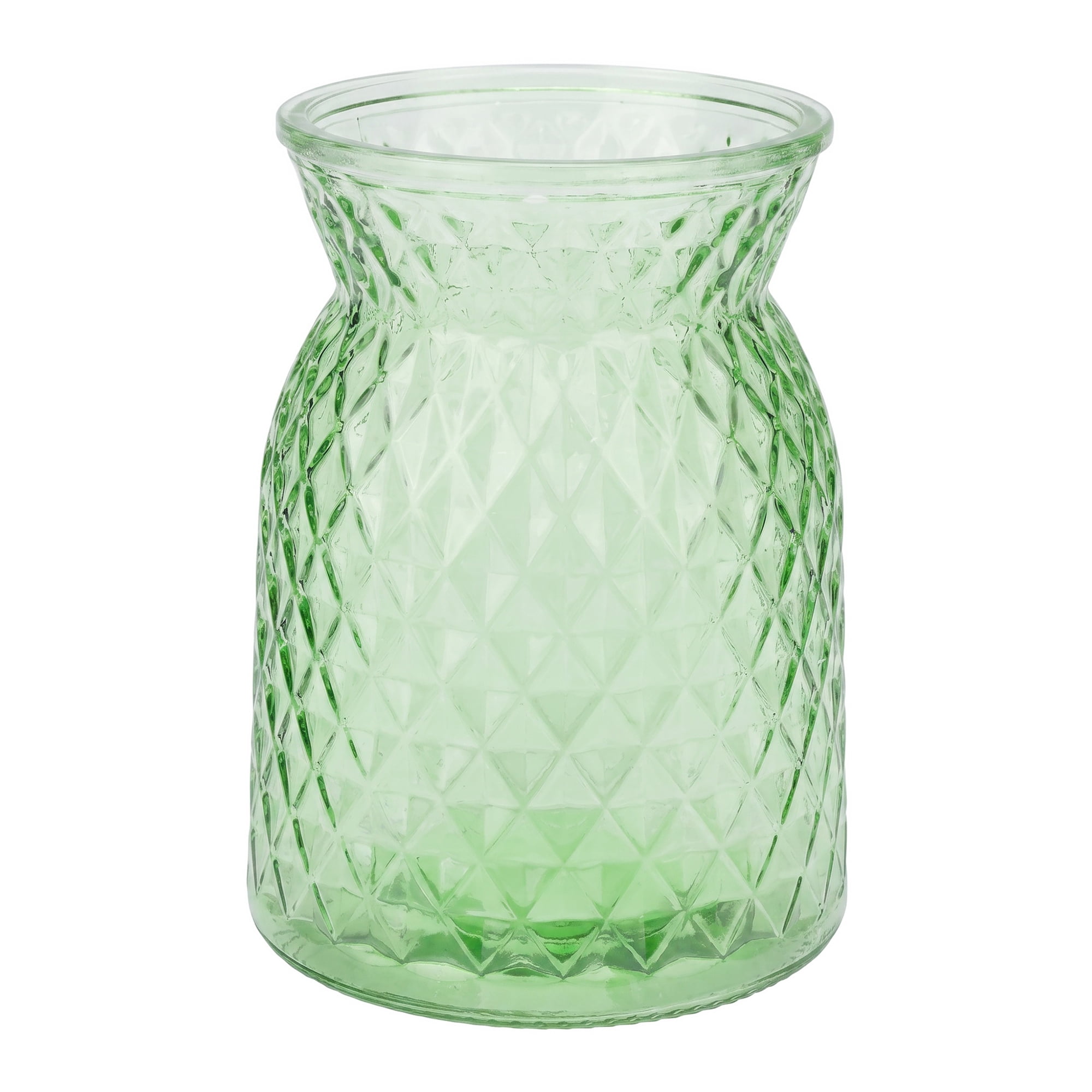 Unique Bargains Modern Geometric Wide Mouth Glass Flower Vase Grass Green 4.5"x4.5"x6.3"