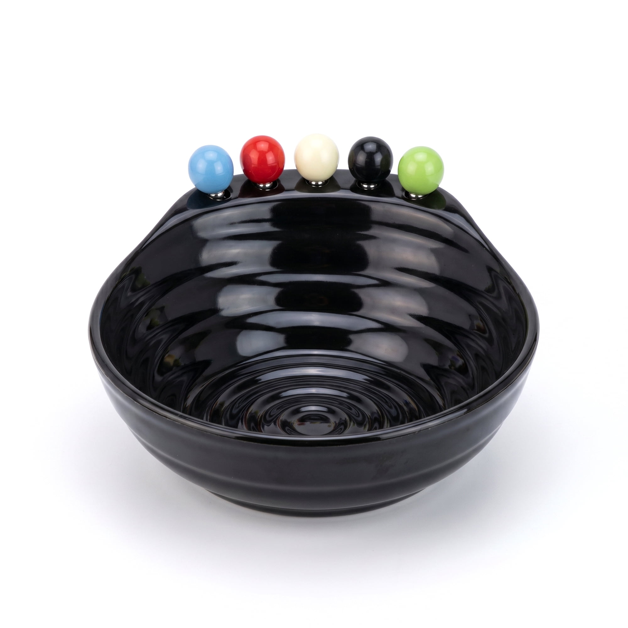 Unique Bargains Modern Irregular Shaped Pedestal Fruit Bowl Black 9.1" x 9.1" x 4.5"