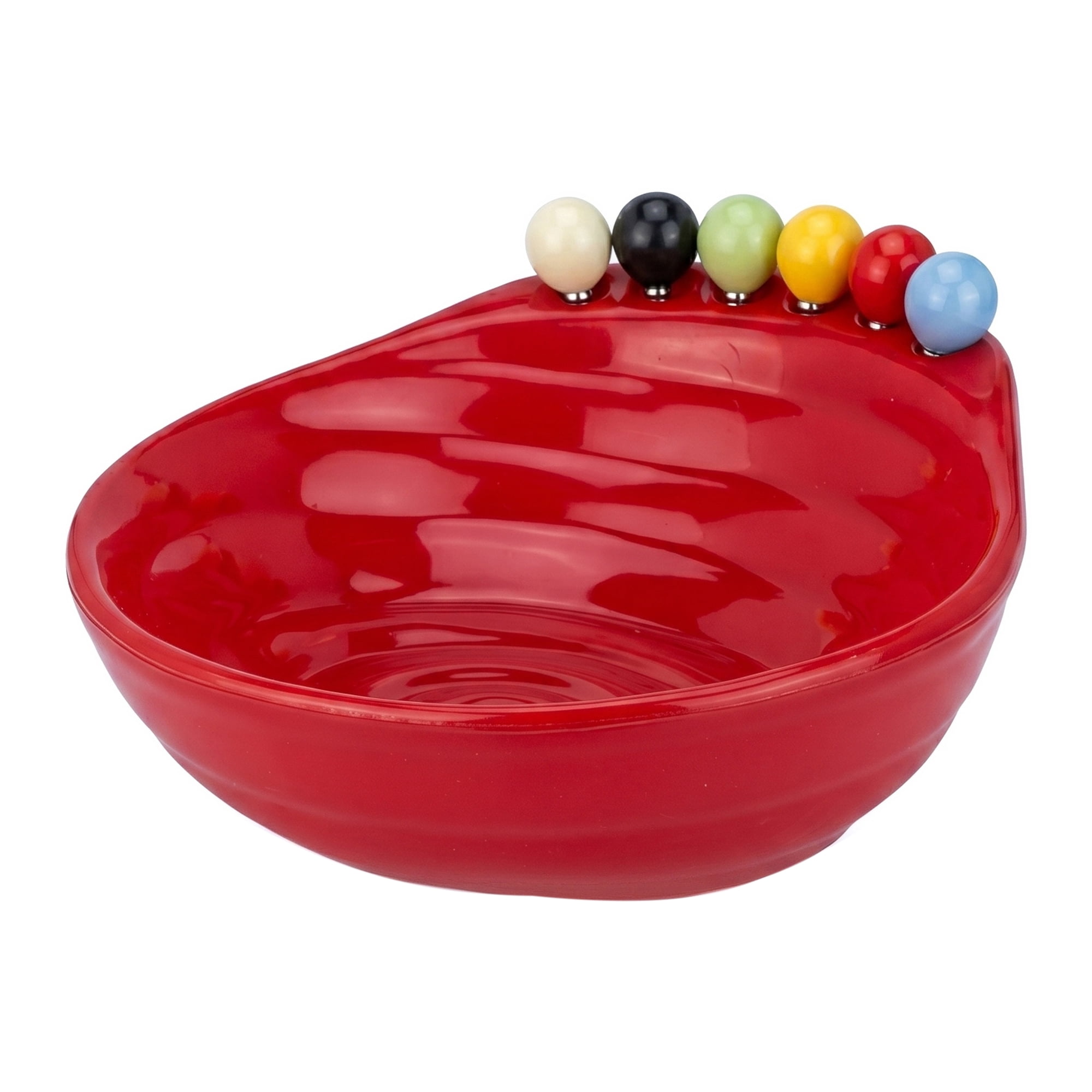 Unique Bargains Modern Irregular Shaped Pedestal Fruit Bowl Red 8.7" x 8.7" x 2.9"