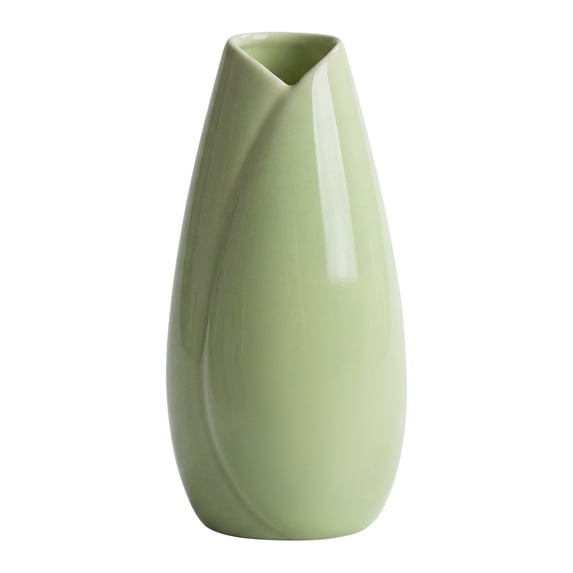 Unique Bargains Modern Matte Ribbed Decorative Flower Vase for Desktop & Bathroom Green