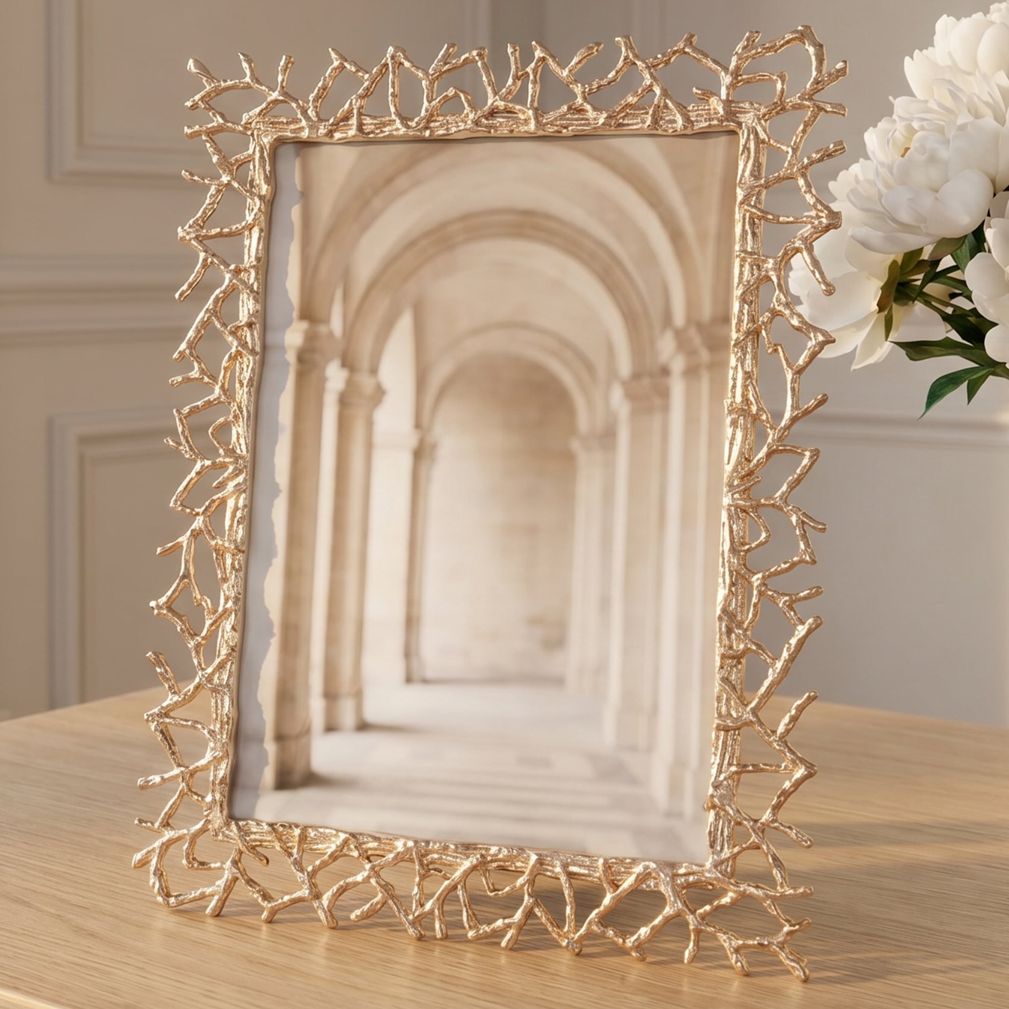 Unique Bargains Modern Metal Minimalist Soft Staging Photo Frame Gold 4" x 6"