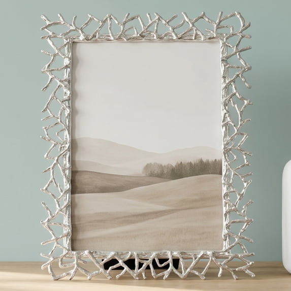 Unique Bargains Modern Metal Minimalist Soft Staging Photo Frame Silver 5" x 7"