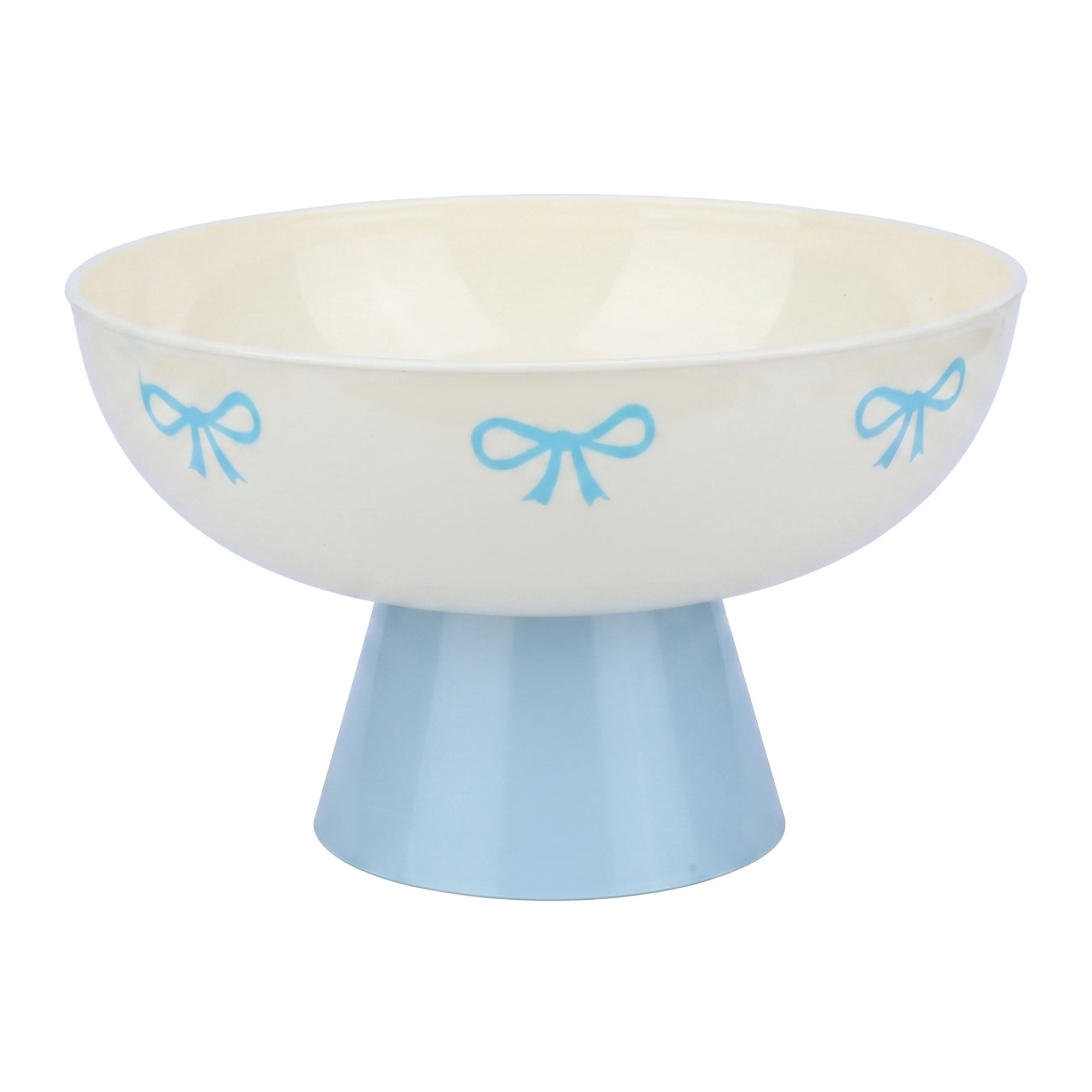 Unique Bargains Modern Pedestal Small Footed Catchall Bowl White Blue 6.8" x 6.8" x 4.1"