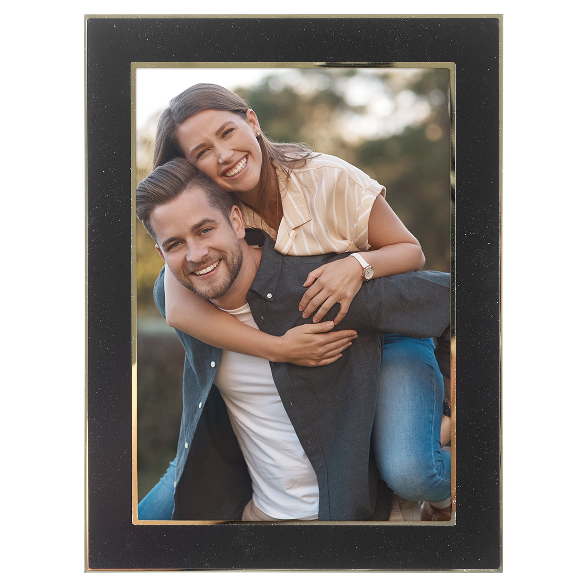 Unique Bargains Modern Picture Frame Brushed Aluminum Metal Photo Frame Black 6x8