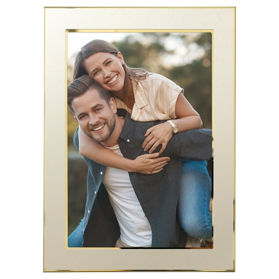 Unique Bargains Modern Picture Frame Brushed Aluminum Metal Photo Frame Gold 4x6