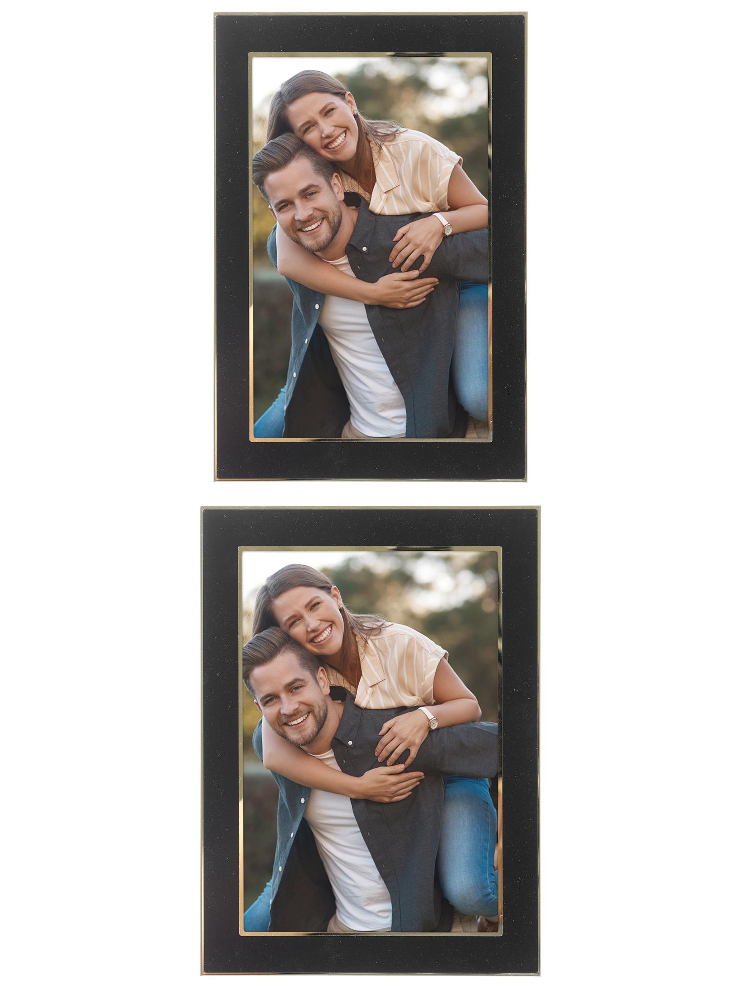 Unique Bargains Modern Picture Frame Brushed Aluminum Metal Photo Frame Gold 5x7 Black 5x7/4x6