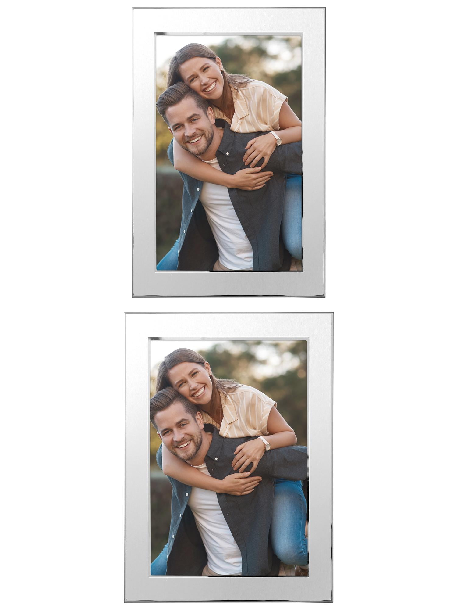 Unique Bargains Modern Picture Frame Brushed Aluminum Metal Photo Frame Gold 5x7 Silver 4x6/5x7