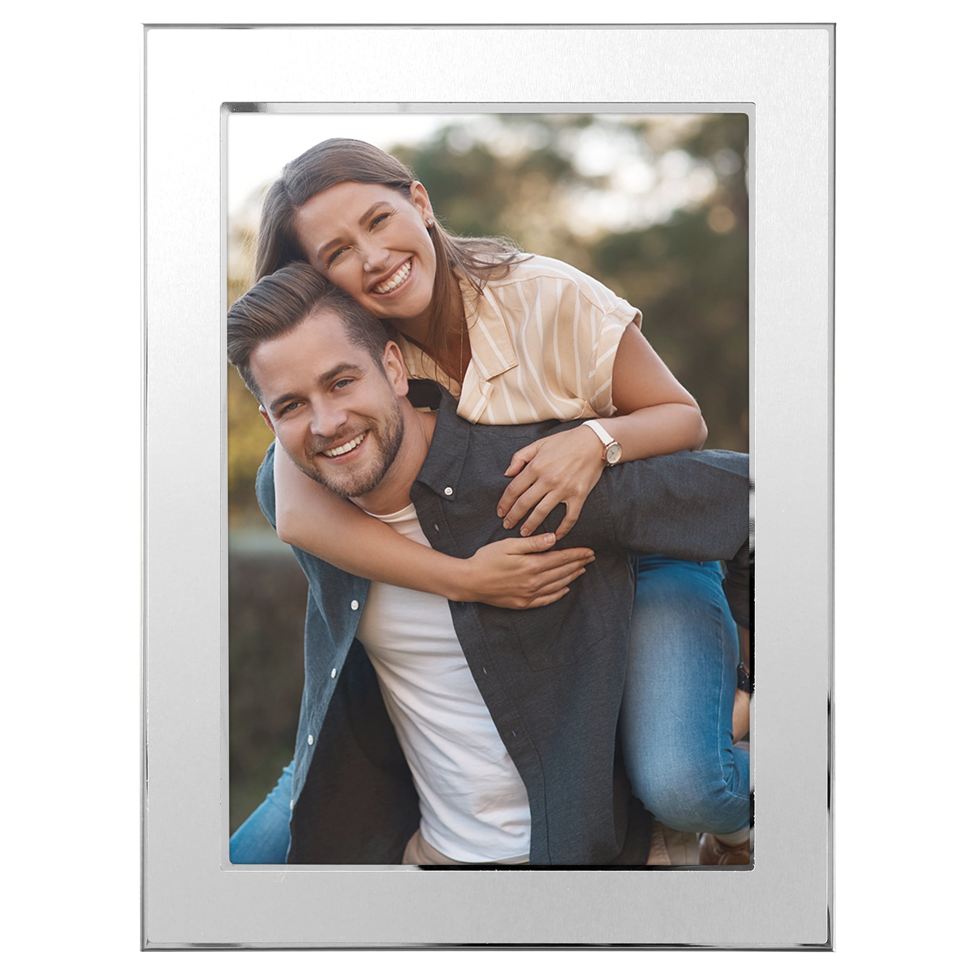 Unique Bargains Modern Picture Frame Brushed Aluminum Metal Photo