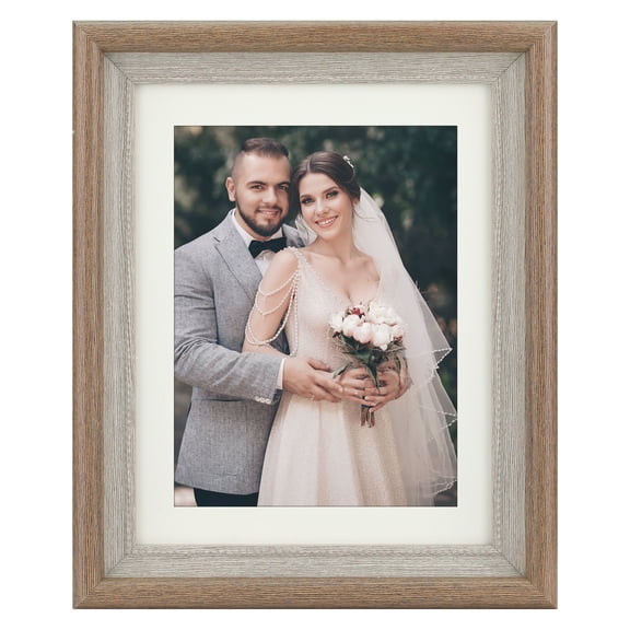 Unique Bargains Modern Picture Frames for Photo Tabletop Display Photo Frame Brown 8x10"