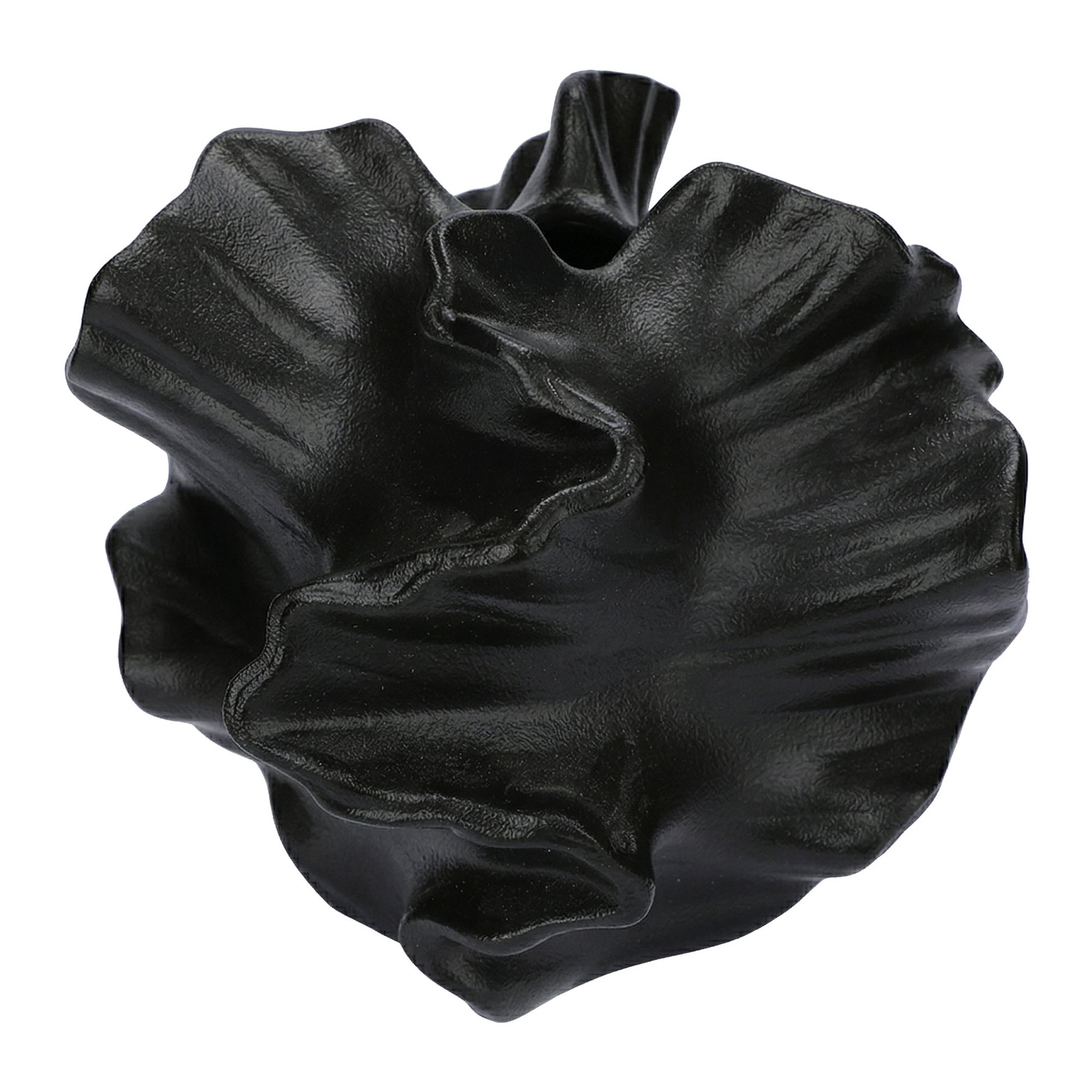 Unique Bargains Modern Round Ceramic Aesthetic Ribbed Sphere Vase Black 5.7" x 5.7" x 5"