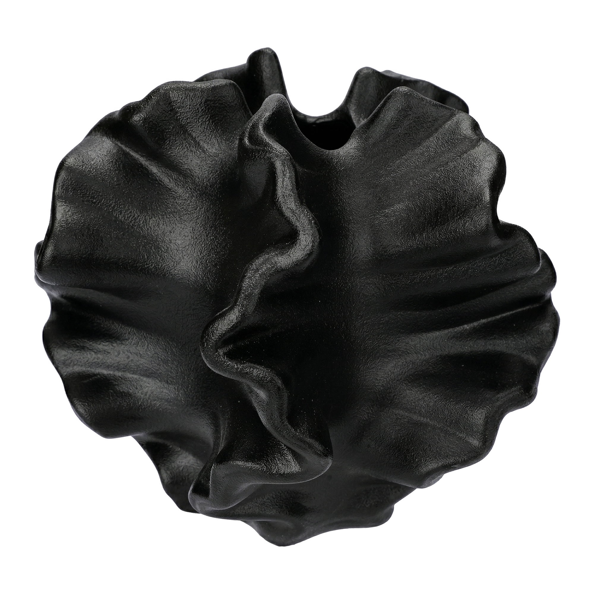 Unique Bargains Modern Round Ceramic Aesthetic Ribbed Sphere Vase Black 6.7" x 6.7" x 6.7"