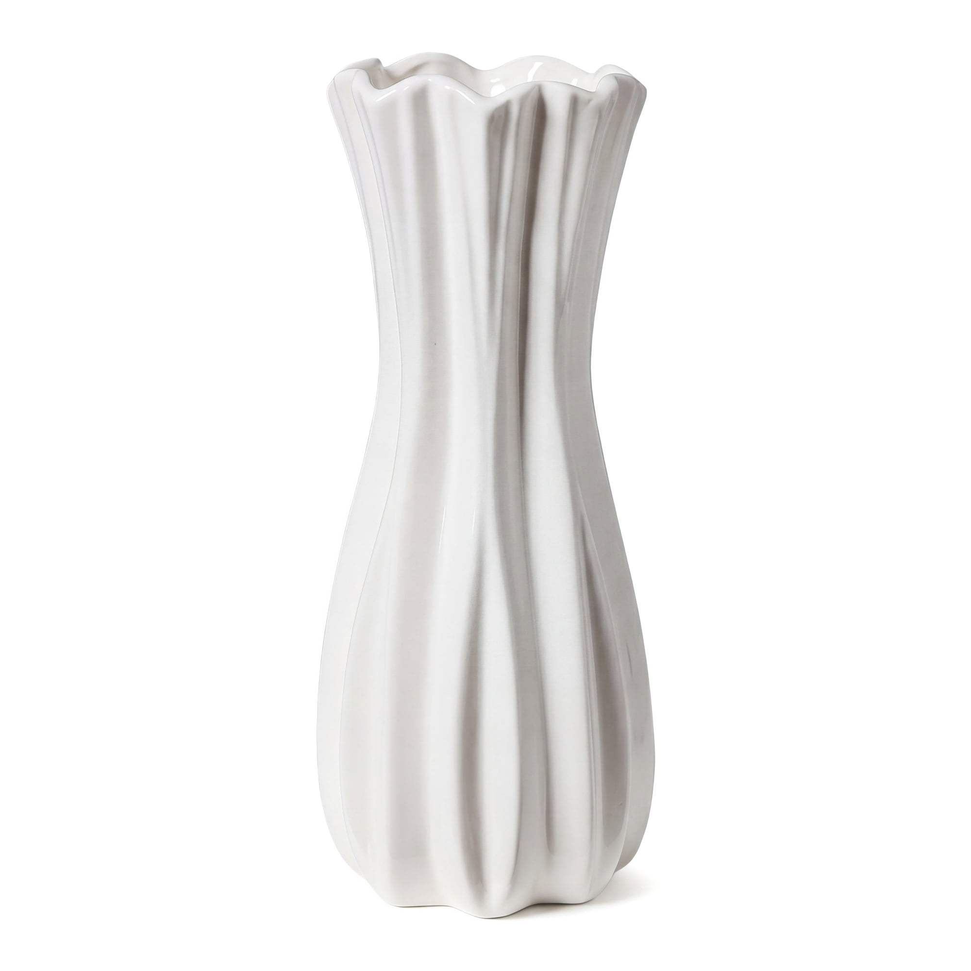 Unique Bargains Modern White Ceramic Vase Bright White 3.5"L x 3.5"W x 7.9"H