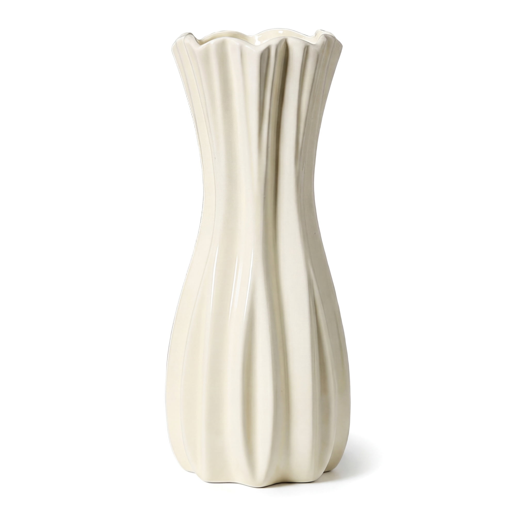 Unique Bargains Modern White Ceramic Vase Cream Yellow 3.5"L x 3.5"W x 7.9"H