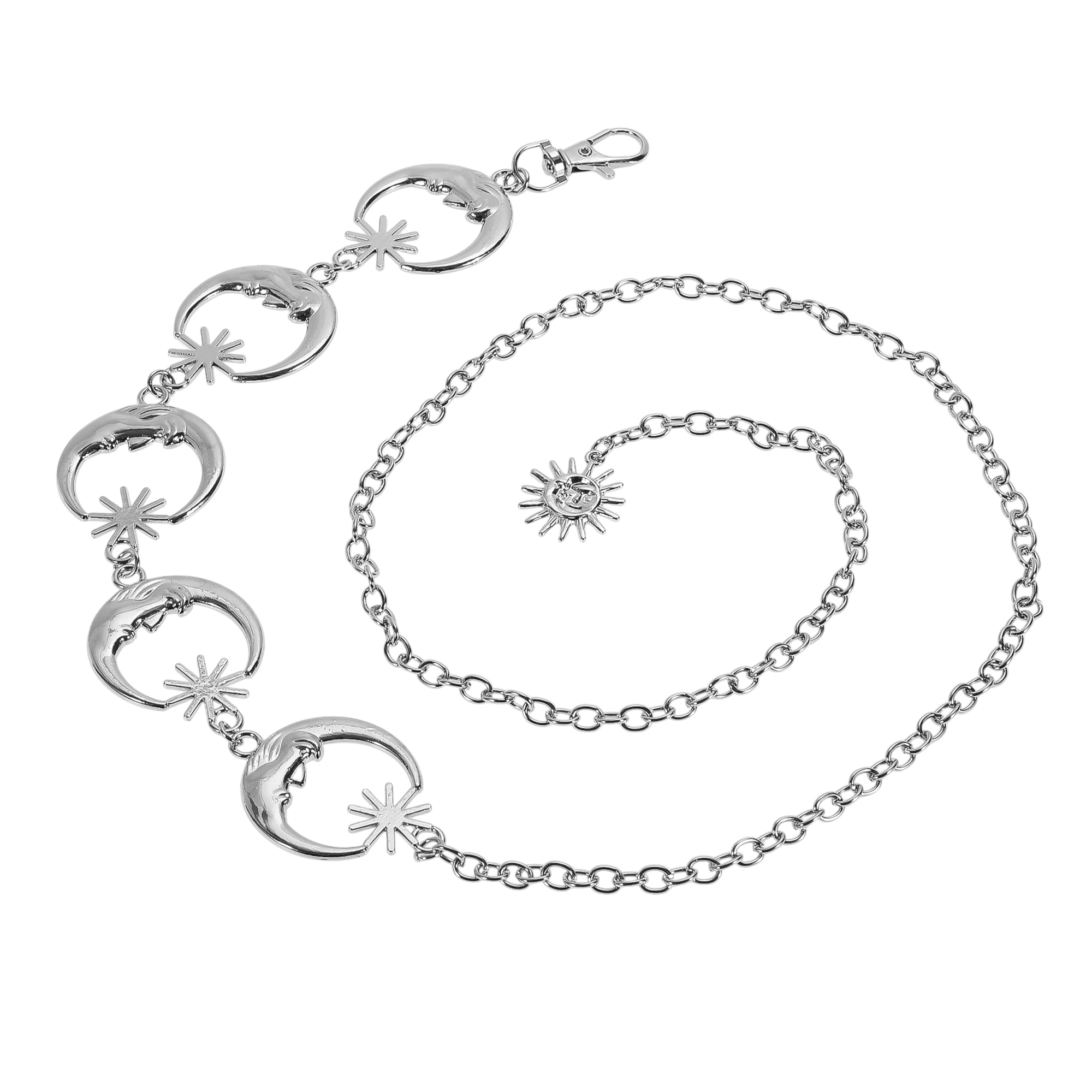 Unique Bargains Moon Pendant Adjustable Waist Belt for Fashionable Styling Silver Tone