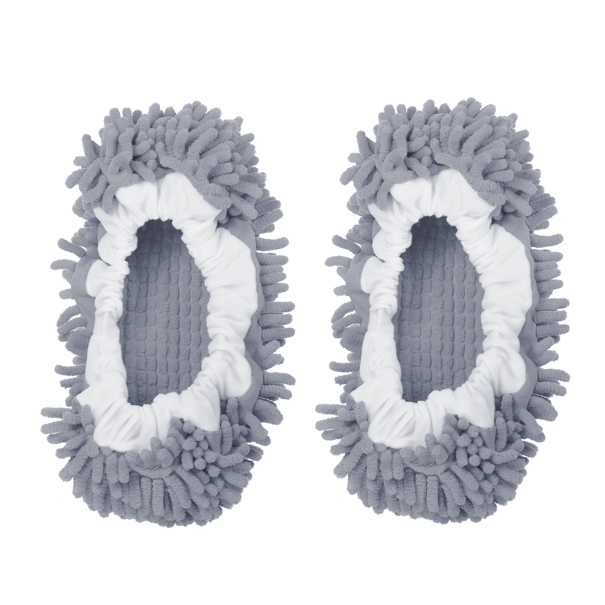 Unique Bargains Mop Slippers Microfiber Floor Cleaning Cover Chenille Duster 2Pcs Gray