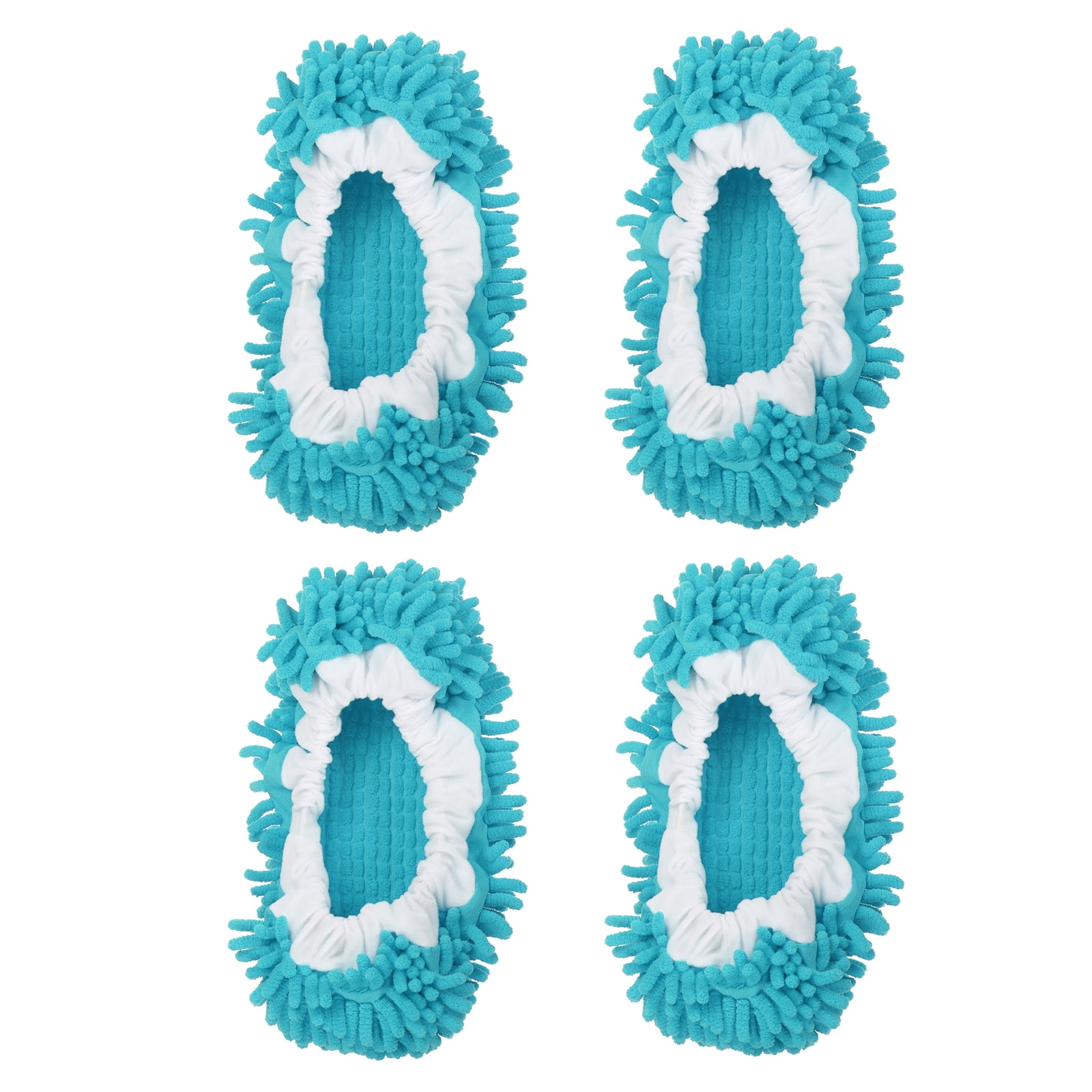 Unique Bargains Mop Slippers Microfiber Floor Cleaning Cover Chenille Duster 4Pcs Blue