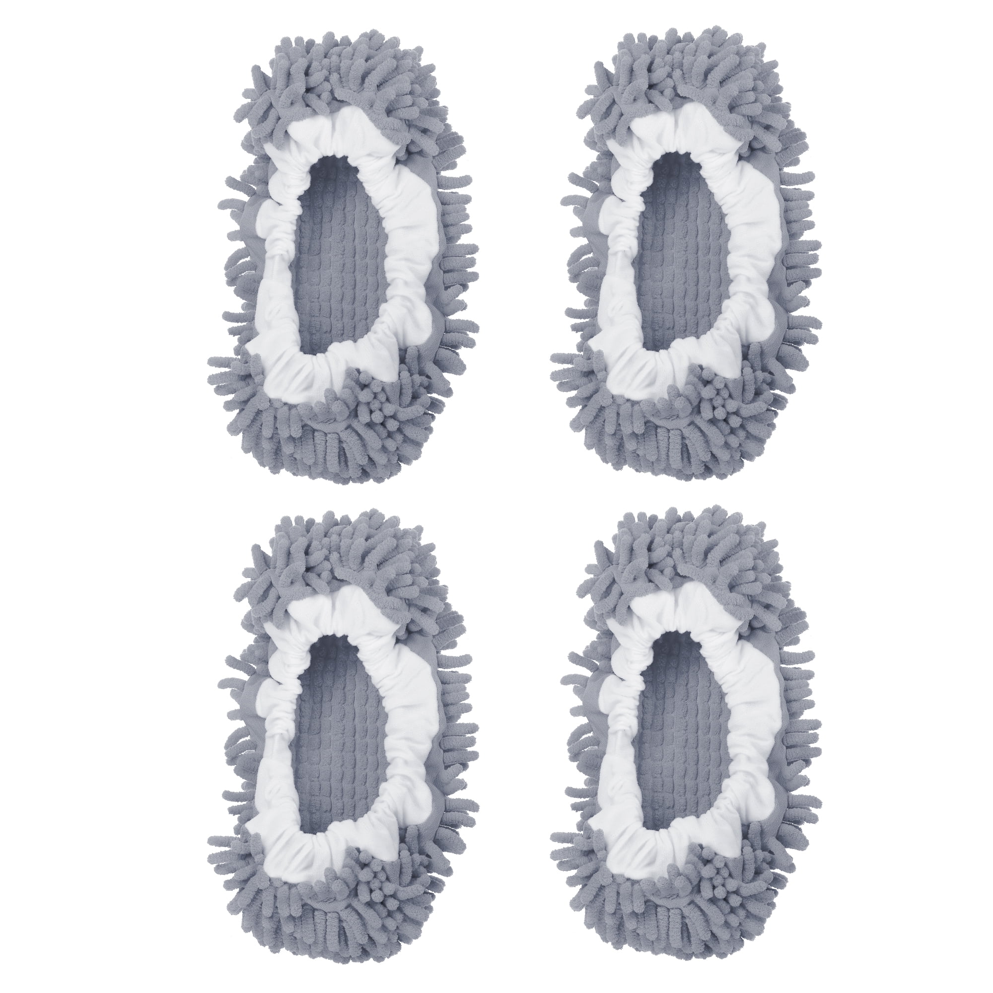 Unique Bargains Mop Slippers Microfiber Floor Cleaning Cover Chenille Duster 4Pcs Gray