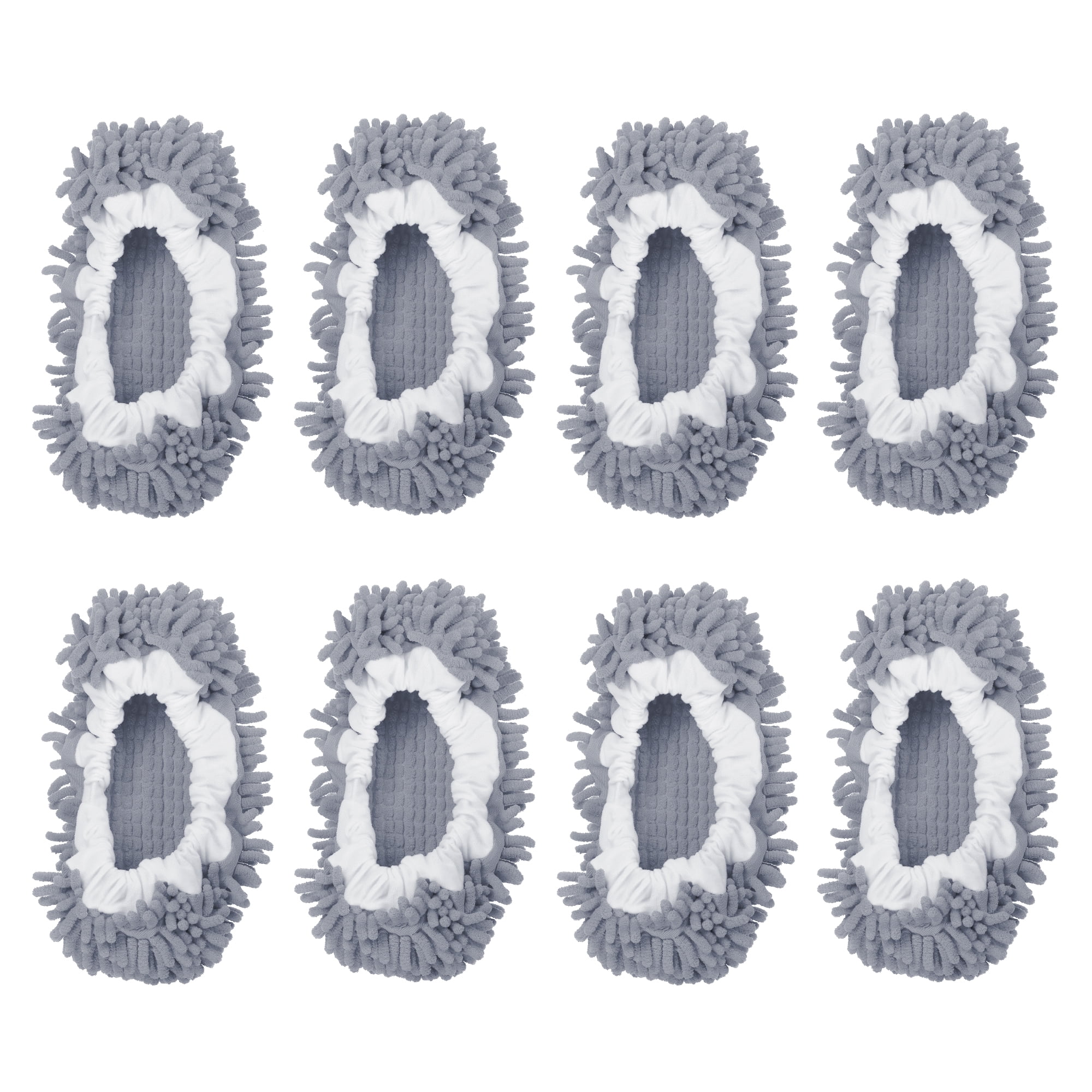 Unique Bargains Mop Slippers Microfiber Floor Cleaning Cover Chenille Duster 8Pcs Gray