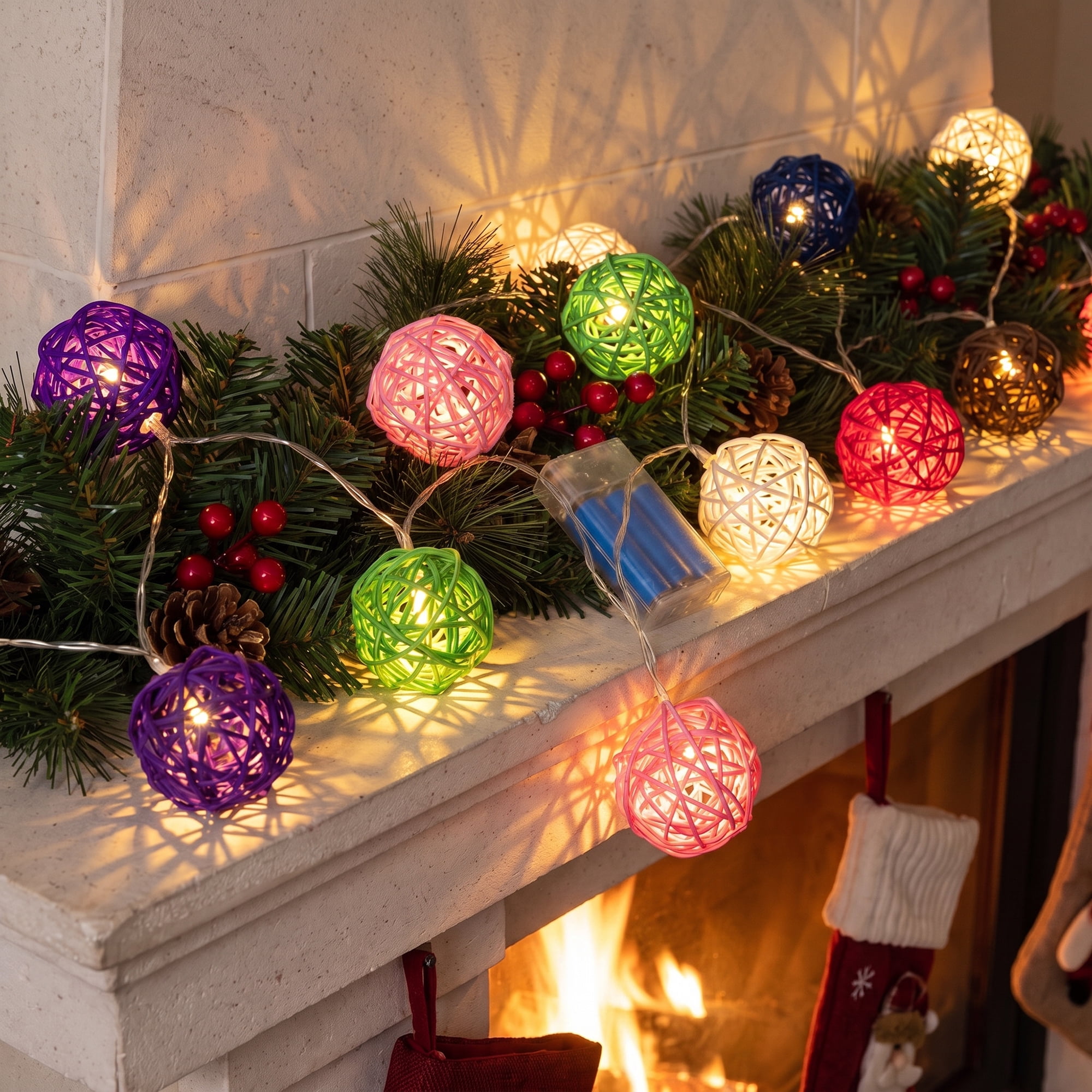 Unique Bargains Moroccan Orb Lights with Flexible Design 6.6 ft Battery Operated