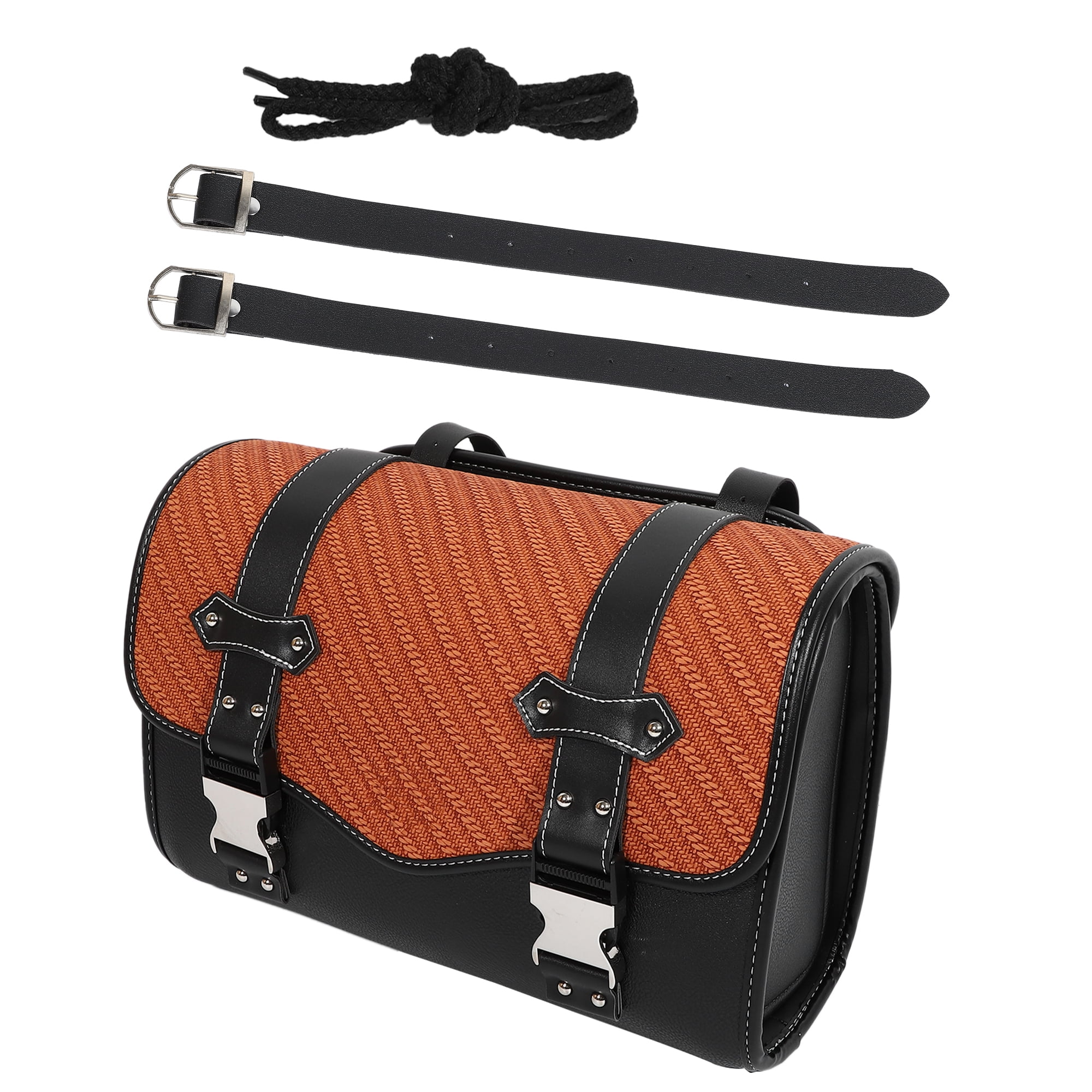 Unique Bargains Universal Motorcycle Handlebar Tool Bag Cycling Barrel Roll  Bag Pouch Waterproof Faux Leather