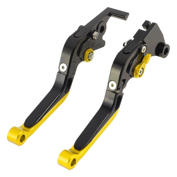 Unique Bargains Motorcycle Brake Clutch Levers for Kawasaki Ninja 500 Z500 2024-2025 6-Speed Adjustable 90 Foldable Aluminum Alloy Black Handle Gold Tone End 1 Pair