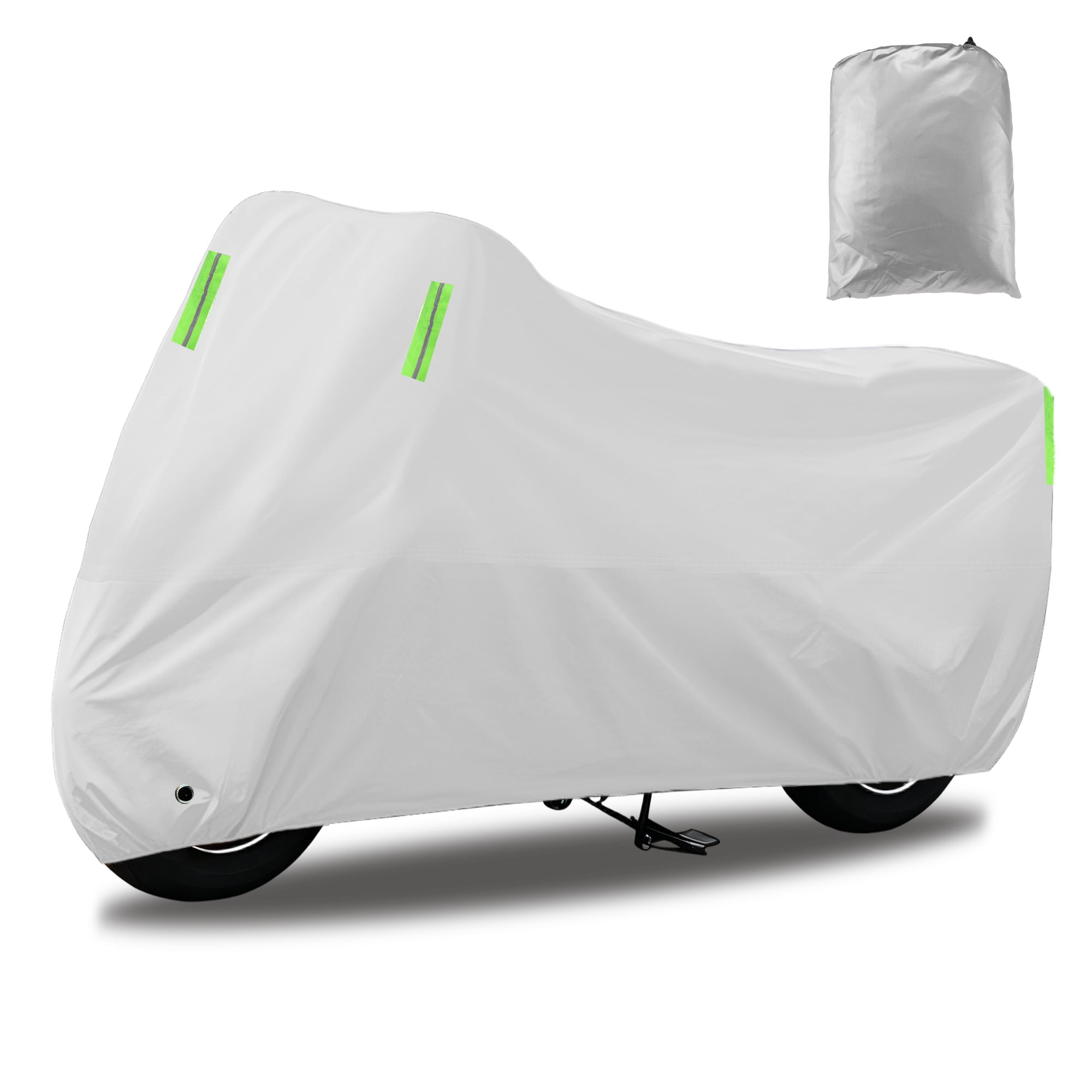 Unique Bargains Motorcycle Cover Outdoor Waterproof Motorbike Cover Full Cover 190T Umbrella Cloth Silver Tone-M Universal 200cmx90cmx100cm / 78.74"x35.43"x39.37"