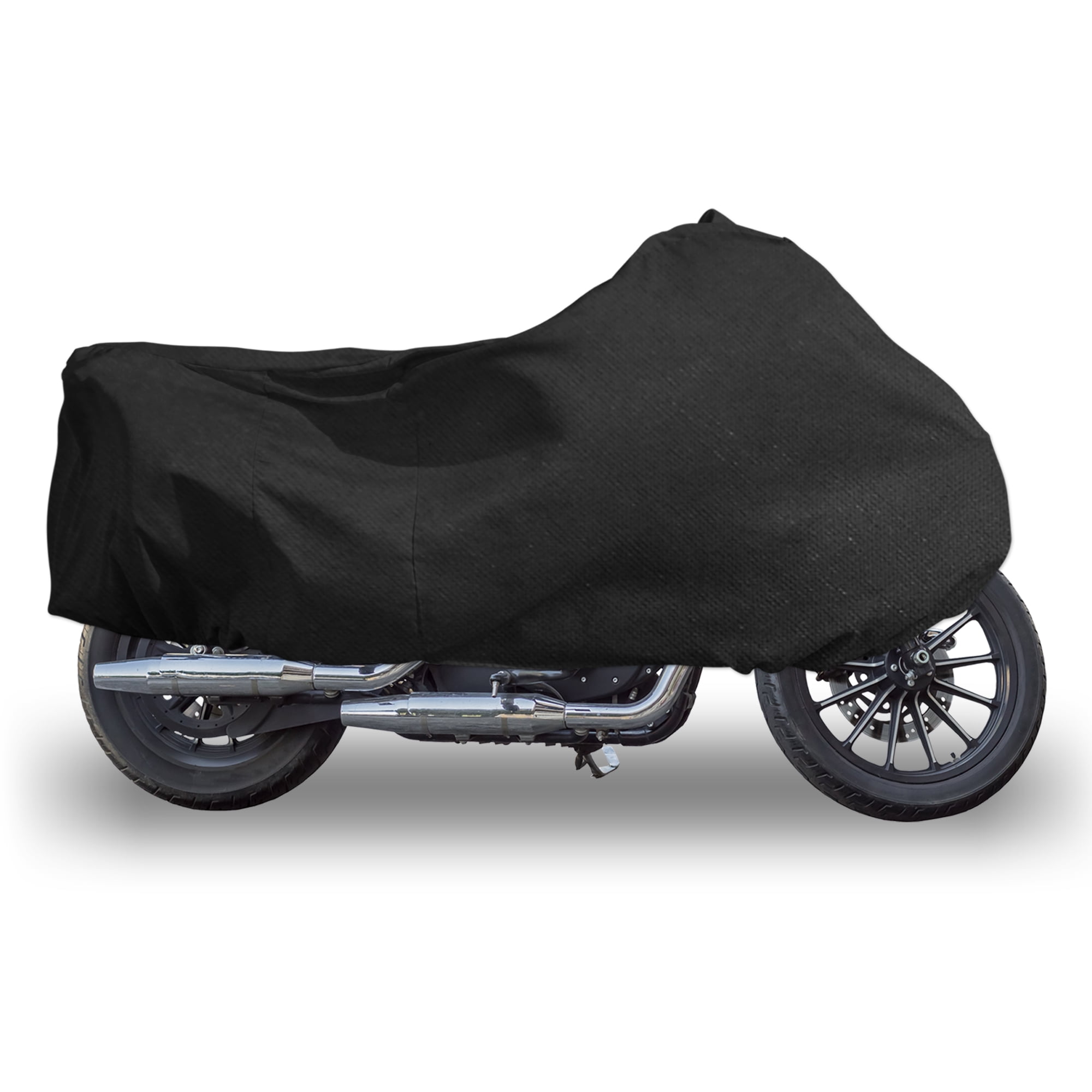 Unique Bargains Motorcycle Cover Stretch Elastic Fabric Indoor Dust Dirt Protector Cover Fits 79.13"-82.68" Motorbikes Black XL