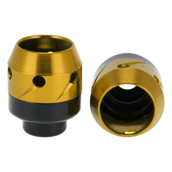 Unique Bargains Motorcycle Front Fork Frame Sliders Falling Protection Wheel Crash Protector Scooter Moped Aluminum Alloy Gold Tone 2 Pcs
