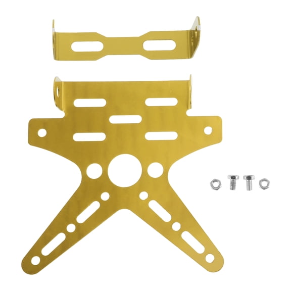 Unique Bargains Motorcycle Plate Mount Universal License Plate Frame Fender Eliminator for 26*10 mm Mount Hole Aluminum Alloy 18cm x 16cm Yellow 2 Screws 2 Nuts 1 Pc