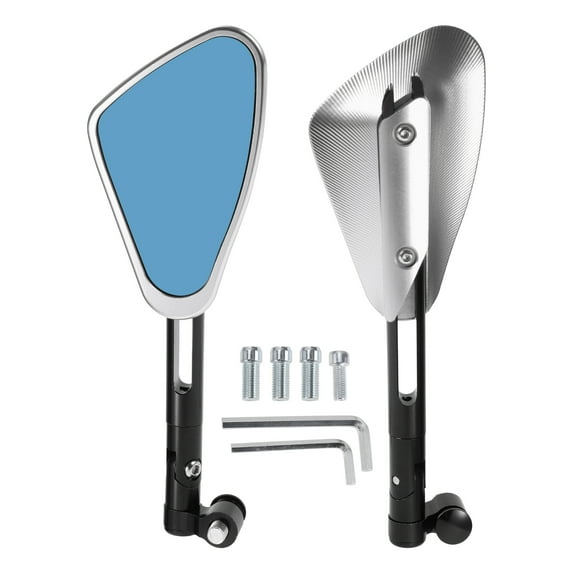 Unique Bargains Motorcycle Rear View Mirrors Bar End Side Mirrors Mount Adjustable Aluminum Alloy 1 Set Black Silver Tone M8/M10 Polygonal Shape