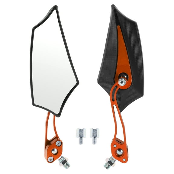 Unique Bargains Motorcycle Rear View Mirrors Bar End Side Mirrors Mount Aluminum Alloy Plastic Black Orange Adjustable M8/M10 Prismatic Shape