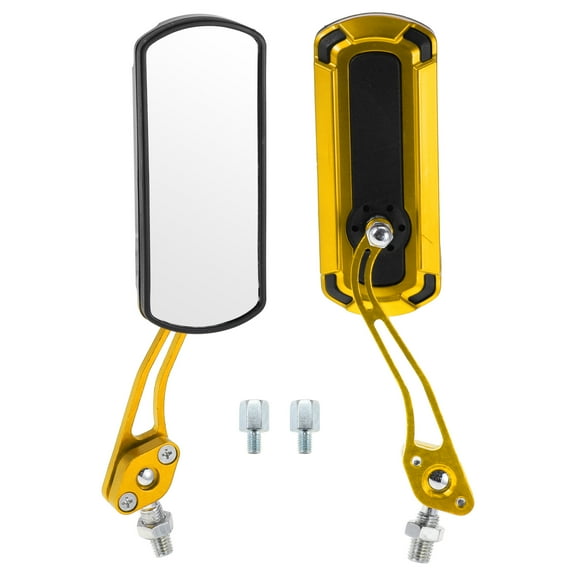 Unique Bargains Motorcycle Rear View Mirrors Bar End Side Mirrors Mount Aluminum Alloy Plastic Gold Tone Adjustable M8/M10 Square Shape