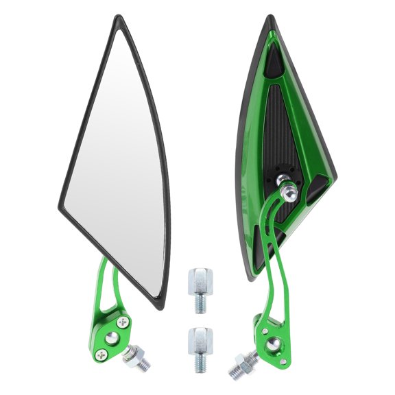 Unique Bargains Motorcycle Rear View Mirrors Bar End Side Mirrors Mount Aluminum Alloy Plastic Green Adjustable M8/M10 Triangle Shape