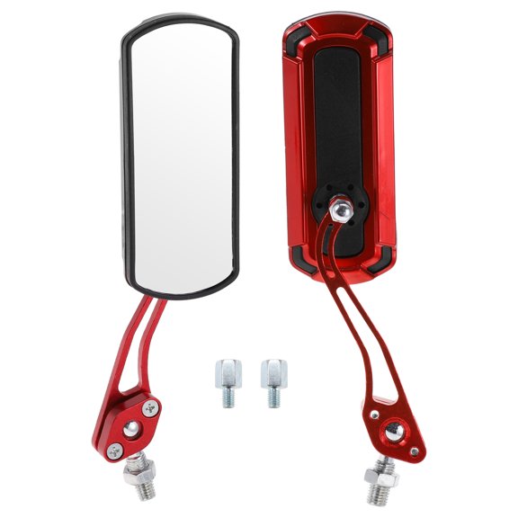 Unique Bargains Motorcycle Rear View Mirrors Bar End Side Mirrors Mount Aluminum Alloy Plastic Red Adjustable M8/M10 Square Shape