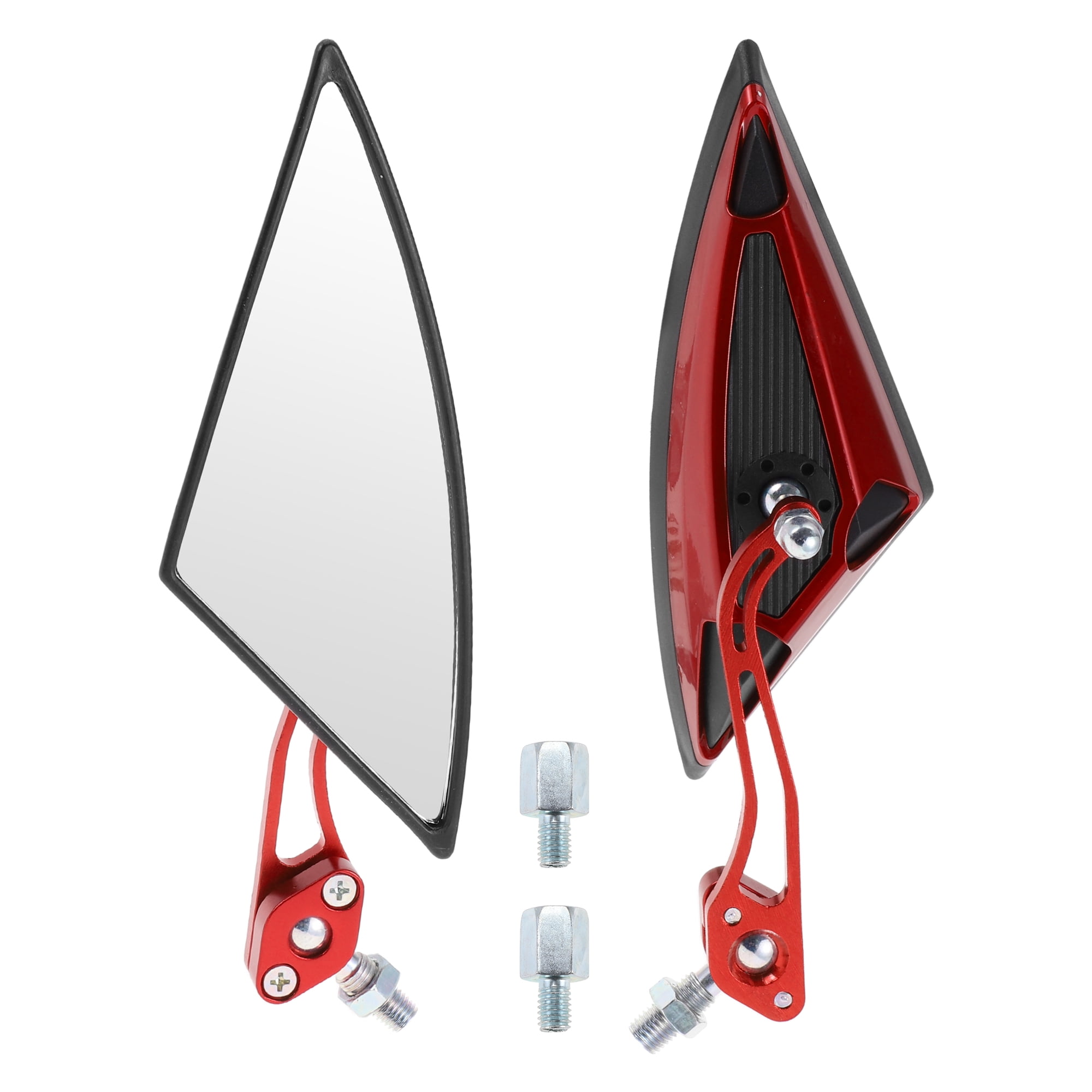 Unique Bargains Motorcycle Rear View Mirrors Bar End Side Mirrors Mount Aluminum Alloy Plastic Red Adjustable M8/M10 Triangle Shape