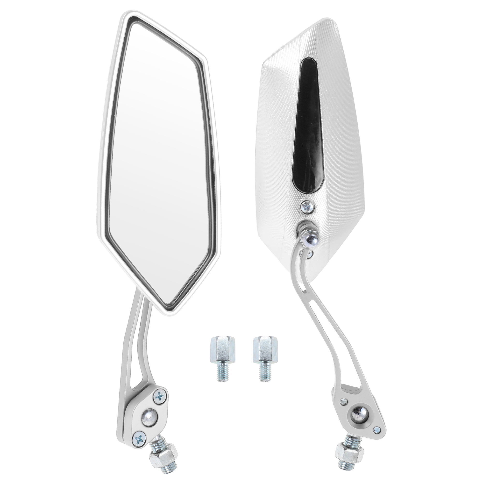 Unique Bargains Motorcycle Rear View Mirrors Bar End Side Mirrors Mount Aluminum Alloy Plastic White Adjustable M8/M10 Polygonal Shape