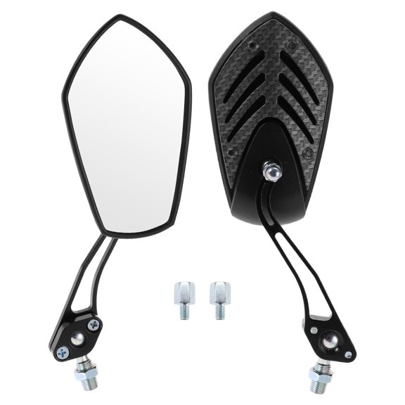 Unique Bargains Motorcycle Rear View Mirrors Bar End Side Mirrors Mount Aluminum Alloy Plastic carbon Fiber Pattern Black Black Adjustable M8/M10 Polygonal Shape