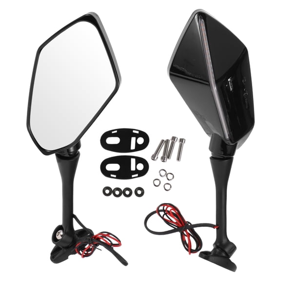 Unique Bargains Motorcycle Rear View Mirrors Front Side Mirrors Mount for Suzuki GSX-R600GSX-R750 2003-2017 Aluminum Plastic Black Adjustable
