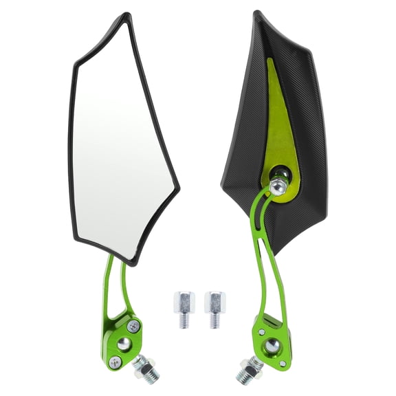 Unique Bargains Motorcycle Rear View Mirrors Handlebar Mirrors Aluminum Alloy Plastic Black Green Adjustable M8/M10 Prismatic Shape