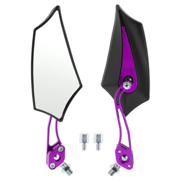 Unique Bargains Motorcycle Rear View Mirrors Handlebar Mirrors Aluminum Alloy Plastic Black Purple Adjustable M8/M10 Prismatic Shape