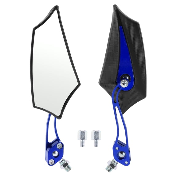 Unique Bargains Motorcycle Rear View Mirrors Motorcycle Rear View Mirrors Aluminum Alloy Plastic Black Blue Adjustable M8/M10 Prismatic Shape