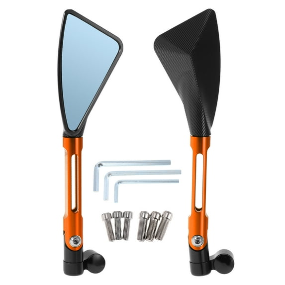 Unique Bargains Motorcycle Rear View Mirrors Side Rearview Mirror Adjustable Aluminum Alloy 1 Set Black Orange M8/M10 Triangle Shape