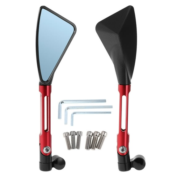 Unique Bargains Motorcycle Rear View Mirrors Side Rearview Mirror Adjustable Aluminum Alloy 1 Set Black Red M8/M10 Triangle Shape